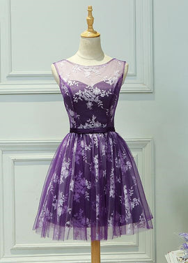 Beautiful Purple Cute Party Dress with Lace, Prom Dress