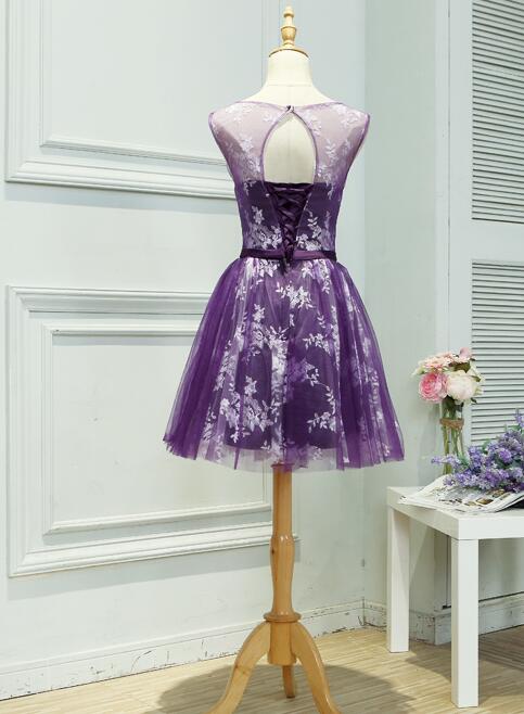 Beautiful Purple Cute Party Dress with Lace, Prom Dress