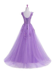 Beautiful Lavender Tulle Long Prom Dress , A-line Party Dress