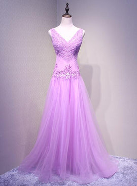 Charming Tulle Sequins Long Unique Party Dress, Lovely Formal Dresses