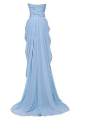 Beautiful Light Blue Chiffon Party Dress, Sweetheart Formal Gown