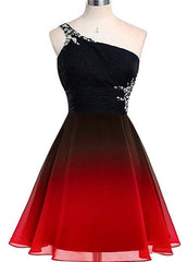 Beautiful One Shoulder Gradient Beaded Short Party Dress, Homecoming D Cutedressy Beautiful One Shoulder Gradient Beaded Short Party Dress, Homecoming D Cutedressy