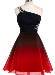 Beautiful One Shoulder Gradient Beaded Short Party Dress, Homecoming D – Cutedressy