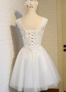 White Graduation Dresses, Short Party Dress, Lovely White Prom Dress