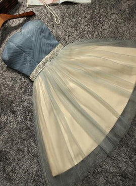 Cute Knee Length Sweetheart Tulle Party Dress with Belt, Cute Formal Dresses