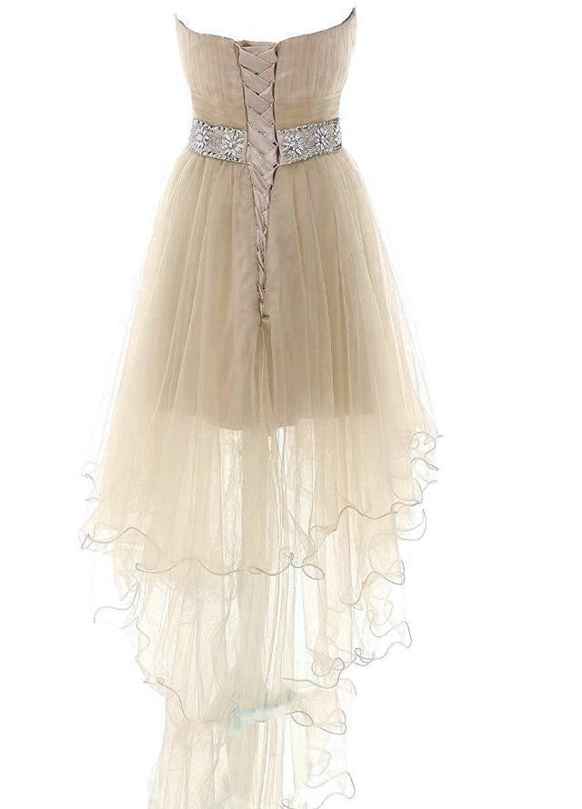 Light Champagne High Low New Party Dress, Homecoming Dresses