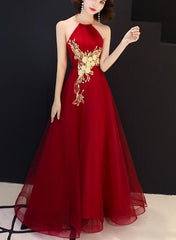 Beautiful Halter Tulle Long Party Dress , Formal Gown