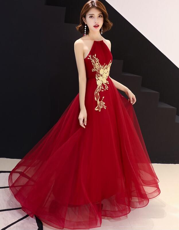 Beautiful Halter Tulle Long Party Dress , Formal Gown