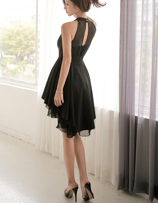 Black High Low Chiffon Party Dress, Cute Simple Formal Dress Cutedressy Black High Low Chiffon Party Dress, Cute Simple Formal Dress Cutedressy