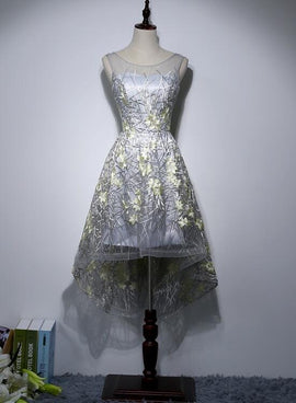 Charming High Low Party Dress, Grey Formal Dress
