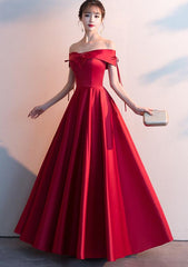 Beautiful Red Satin Long Party Dress , Red Formal Gown