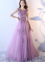 light purple tulle long formal dress