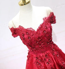 Red Satin Gorgeous Long Formal Dress, Red Party Gown