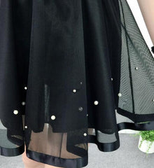 Lovely Tulle Layers High Waist Skirt, Black Tulle Skirt 2019 with Pearls