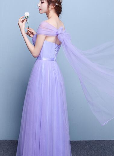 Charming Light Purple Tulle Floor Length Gown, Party Dress