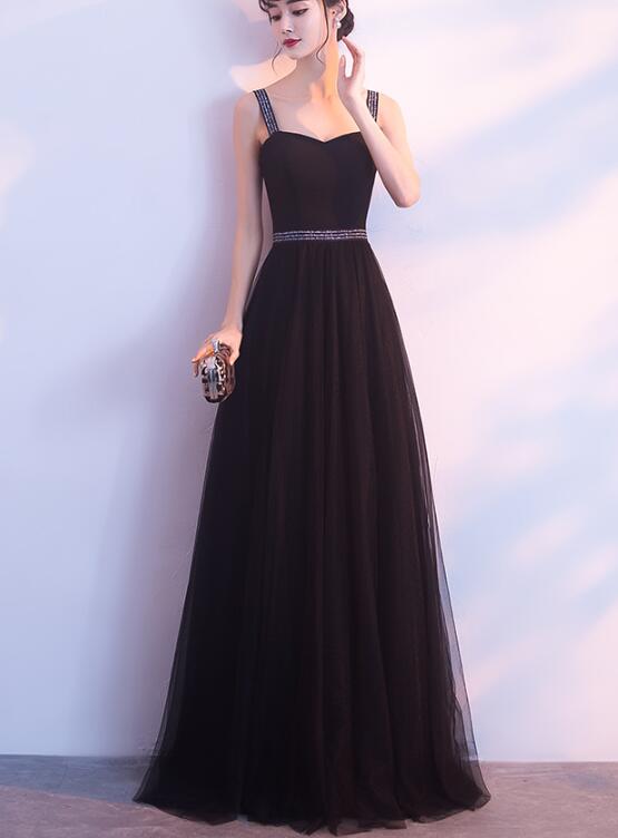 black straps prom dress