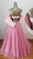 Charming Handmade Beaded Pink Long Formal Gown, New Prom Dress