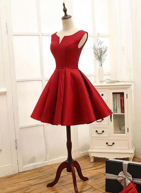 red satin homecoming dress