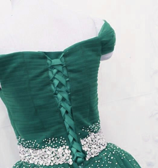 Fashionable Dark Green Long Beade Formal Dress, Green Prom Dress Cutedressy Fashionable Dark Green Long Beade Formal Dress, Green Prom Dress Cutedressy