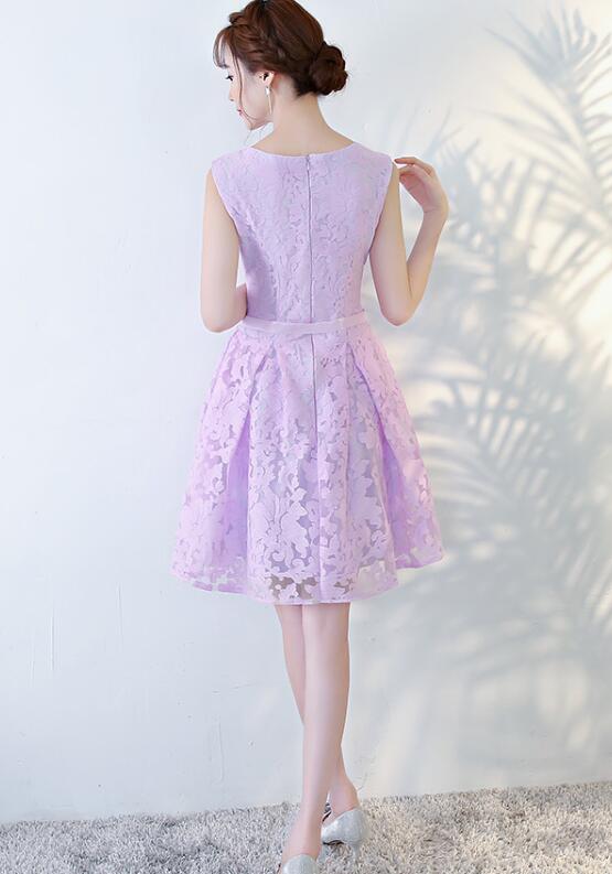 Beautiful Lavender Lace Short Homecoming Dress, Lovely Formal Dress