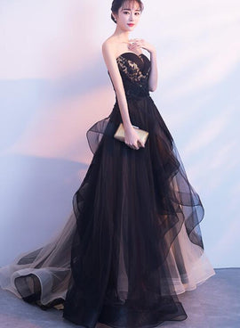 Black and Champagne Tulle Sweet 16 Dress, Beautiful Prom Dress