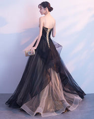 Black and Champagne Tulle Sweet 16 Dress, Beautiful Prom Dress