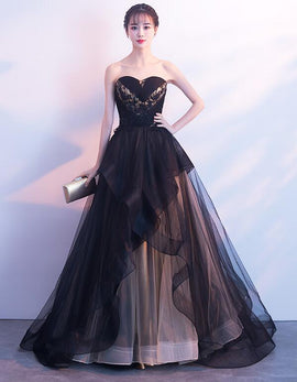 Black and Champagne Tulle Sweet 16 Dress, Beautiful Prom Dress