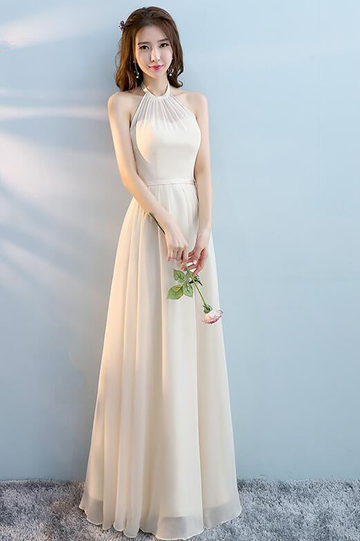 Beautiful Chiffon Light Champagne Long Bridesmaid Dress Mismatch Brid Cutedressy 0936