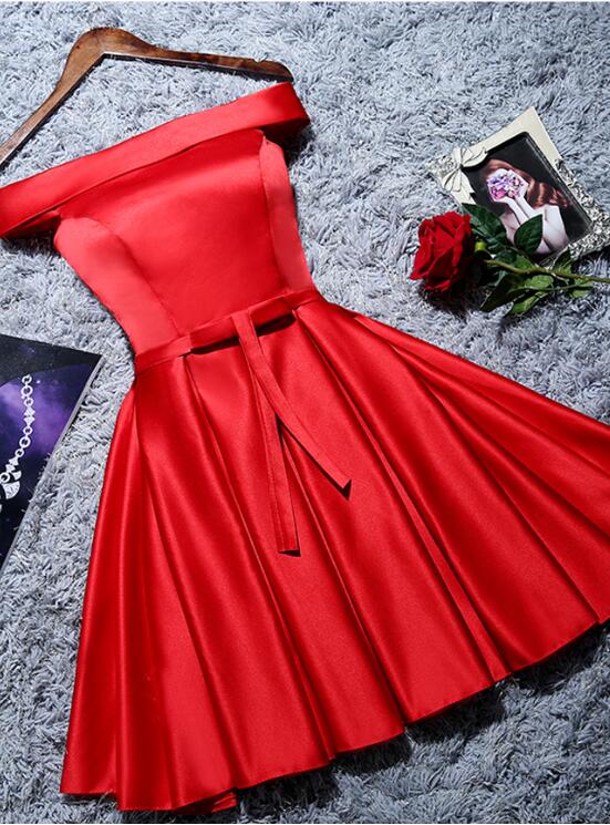 red satin short prom dress 2020