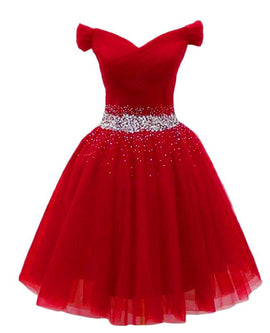 Charming Royal Blue Tulle Party Dress, Beaded Short Homecoming Dress