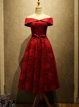 red lace bridesmaid dress