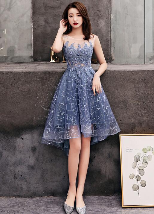 Cute Grey High Low Party Dress, New Formal Dress Cute Grey High Low Party Dress, New Formal Dress