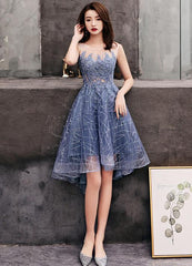 Cute Grey High Low Party Dress, New Formal Dress