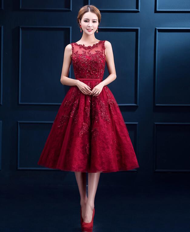 Wine Red High Quality Tulle with Lace Party Dress, Bridesmaid Dress Cutedressy Wine Red High Quality Tulle with Lace Party Dress, Bridesmaid Dress Cutedressy