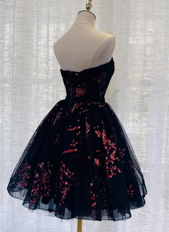 Black Tulle Scoop Homecoming Dress, Lovely Black Party Dress