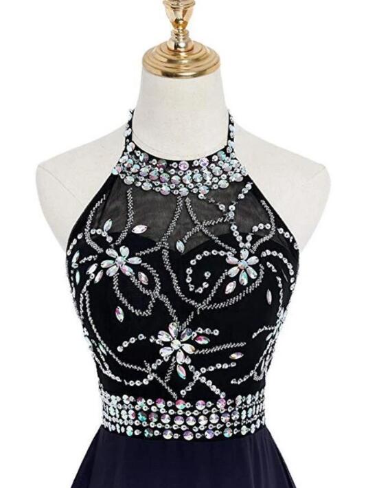 Blue Straps Gradient Chiffon Party Gown main image 1
