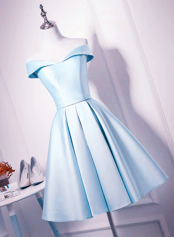 Beautiful Light Blue Satin Sweetheart Homecoming Dress, Blue Short Pro Cutedressy Beautiful Light Blue Satin Sweetheart Homecoming Dress, Blue Short Pro Cutedressy