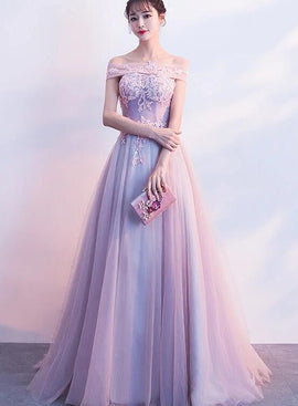 Charming Lilac Tulle Prom Dress ,A-line Party Dress