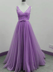beautiful light purple long party dress