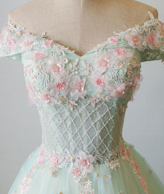 Beautiful Green Sweet 16 Gown, Prom Dress , Off Shoulder Party Dress Cutedressy Beautiful Green Sweet 16 Gown, Prom Dress , Off Shoulder Party Dress Cutedressy