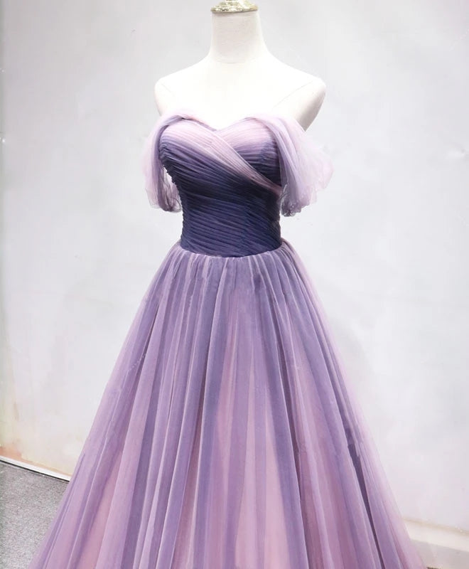 Beautiful Tulle Gradient Long A-line Formal Dress, Sweetheart Party Gown