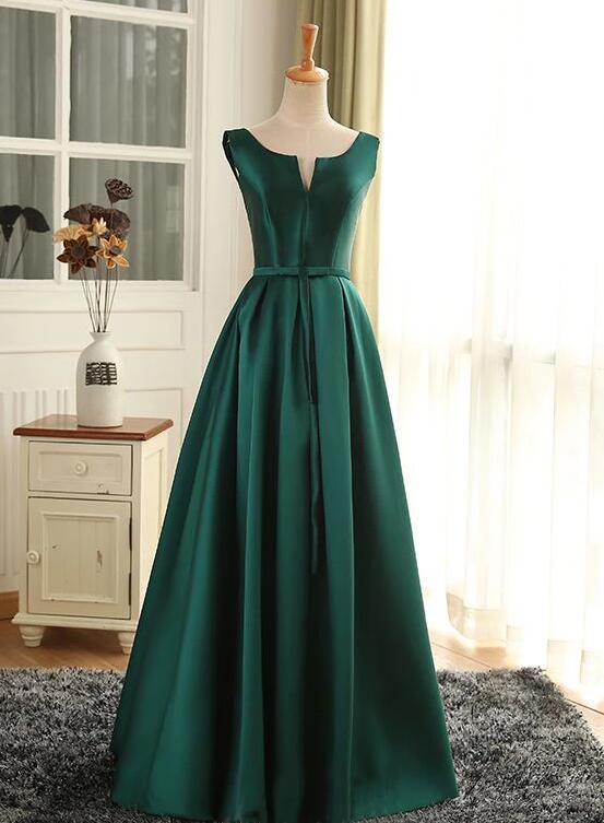 green satin prom dress