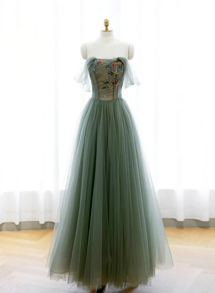 Green Sweetheart A-line Ruched Prom Dress with Keyhole
