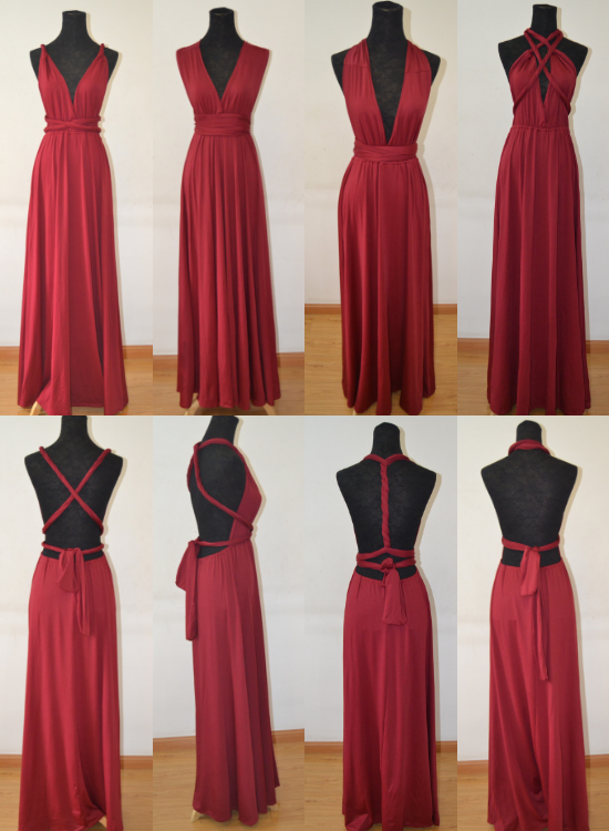 Halter Multi Wear Convertible Bridesmaid Dresses Red