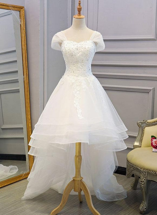 white high low wedding dress