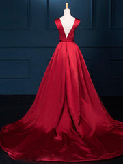 Gorgeous Dark Red Evening Gowns, Satin Junior Prom Dress, Pretty Formal Dress