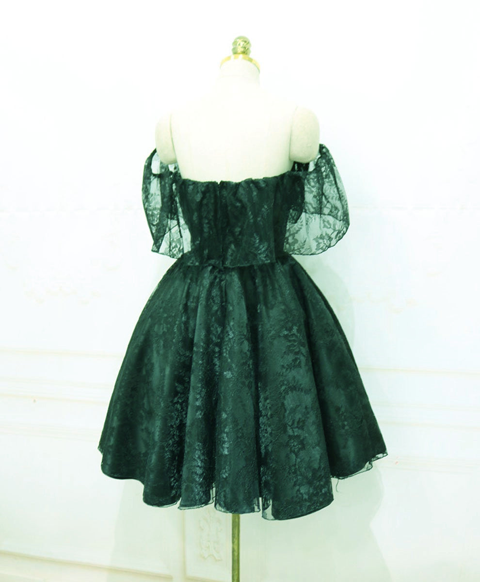 Beautiful Lace Green Off Shoulder Knee Length Party Dress, Bridesmaid Cutedressy Beautiful Lace Green Off Shoulder Knee Length Party Dress, Bridesmaid Cutedressy