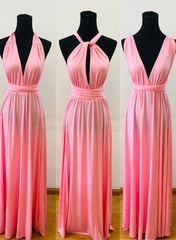 Charming Pink High Quality Multiway Bridesmaid Dress, Women Convertible Dresses