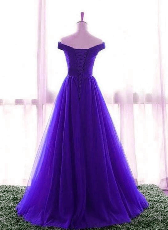 Beautiful Purple A-line Long Off Shoulder Prom Dress, New Prom Dress ...