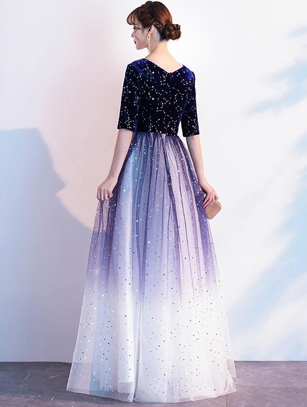 Charming Blue Sequins Gradient Long Party Dress, Sparkle Formal Dress Cutedressy Charming Blue Sequins Gradient Long Party Dress, Sparkle Formal Dress Cutedressy